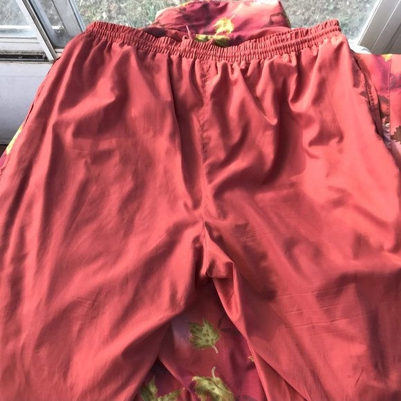 Vintage 80's 90's Fall Leaf Pattern Autumnal Windbreaker Jacket & pants-22W - Picture 10 of 12